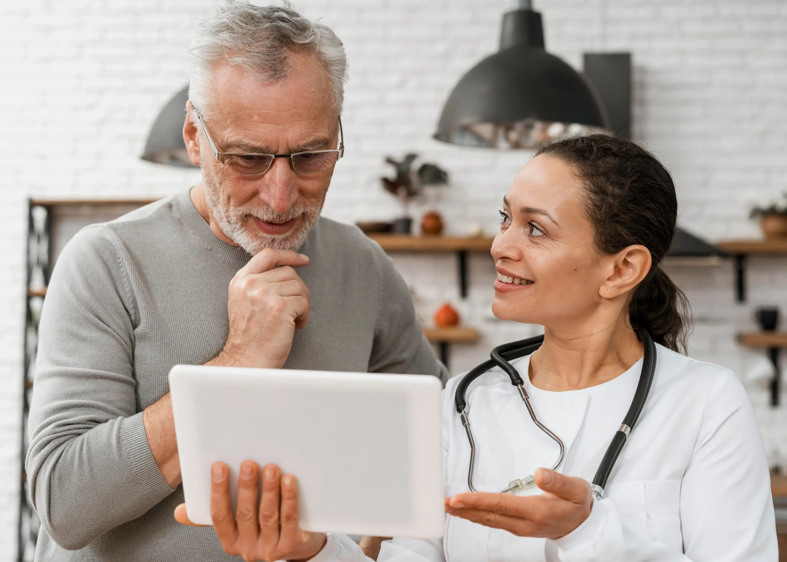 Clinician reviewing results with a patient