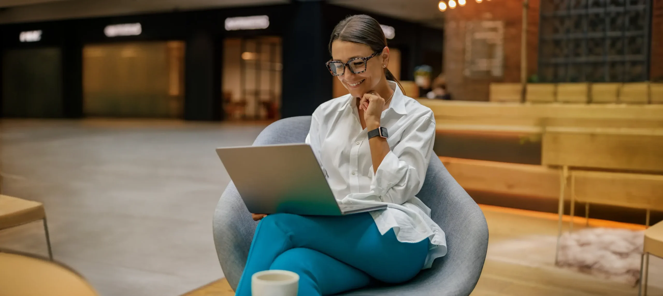 Patient reviewing her plan on a laptop