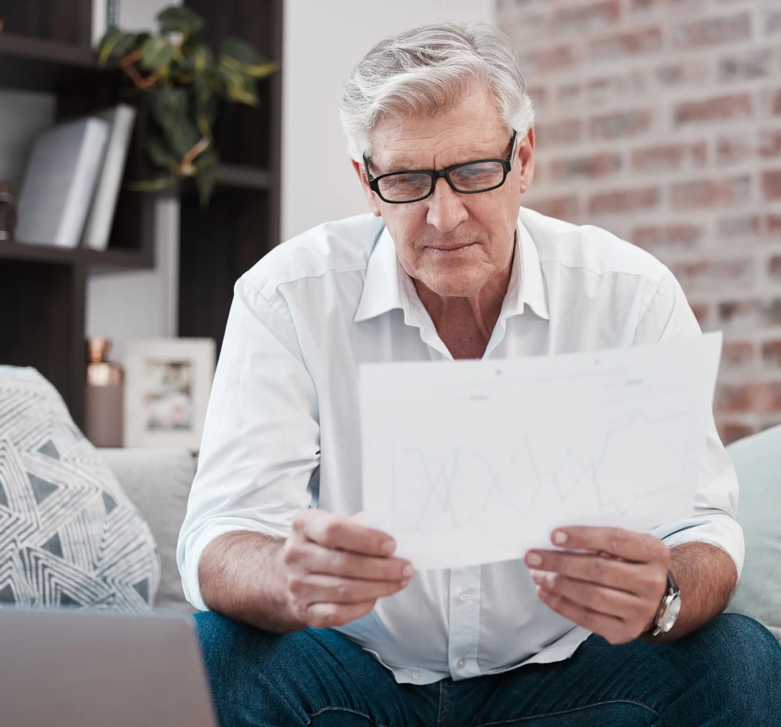Patient reviewing lab results at home