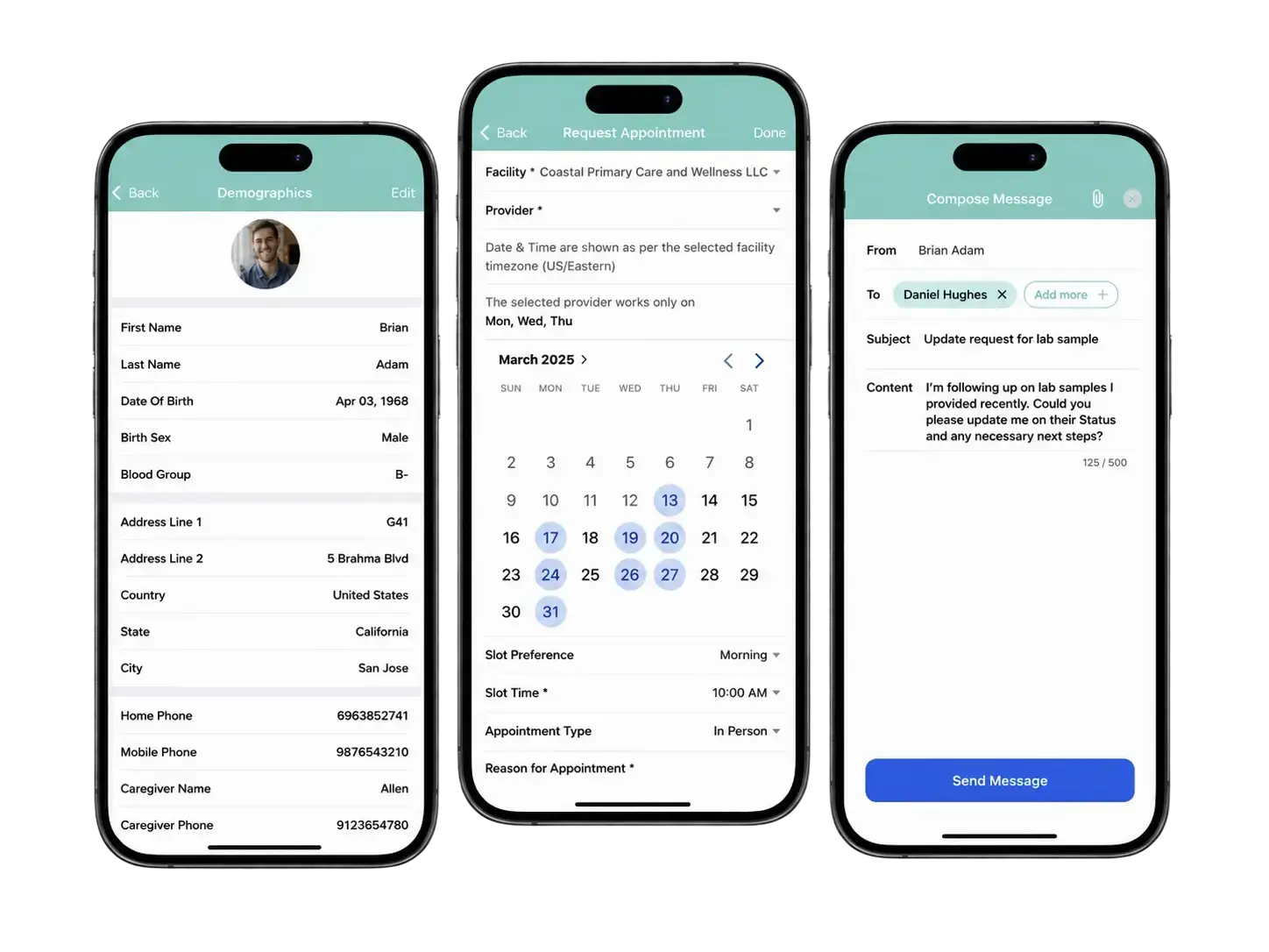 Coastal patient portal on mobile